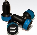 Vorago Cargador para Auto AU-102, USB, Negro/Azul