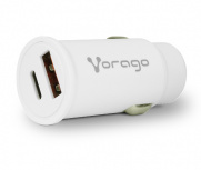 Vorago Cargador para Auto AU-305, 20W, 1x USB-C/1x USB-A, Blanco