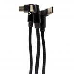 Vorago Cable de Carga 3 en 1 USB A Macho - Micro USB B/Lightning/Micro USB Macho, 1.3 Metros, Negro, para iPhone/iPad/Smartphone