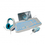 Kit Gamer de Teclado/Mouse/Headset/Mousepad Avalanche 4 en 1, Alámbrico, USB, Blanco (Español)