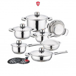 Worldconnect Batería de Cocina SWISS, Acero Inoxidable, 16 Piezas