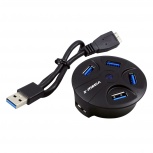 X-Media Hub USB A 3.0 de 4 Puertos, 5000Mbit/s, Negro