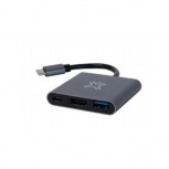 XtremeMac Hub USB C Macho - 1x HDMI/1x USB A/1x USB C Hembra, Gris