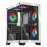 Gabinete Xtreme PC Gaming MG-36013, Mini-Tower, Micro-ATX/Mini-ITX, USB 2.0/3.0, sin Fuente, 5 Ventiladores Instalados, Negro/Blanco