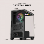 Gabinete Xtreme PC Gaming Crystal Hive, Mini-Tower, Micro-ATX/Mini-ITX, USB 2.0/3.0, sin Fuente, 5 Ventiladores Instalados, Gris - Imagen adicional 6