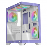 Gabinete Xtreme PC Gaming Crystal Hive, Mini-Tower, Micro-ATX/Mini-ITX, USB 2.0/3.0, sin Fuente, 5 Ventiladores Instalados, Morado/Blanco