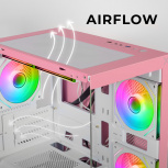 Gabinete Xtreme PC Gaming CXT3600PK, Mini-Tower, Micro-ATX/Mini-ITX, USB 2.0/3.0, sin Fuente, 5 Ventiladores Instalados, Rosa - Imagen adicional 7