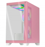 Gabinete Xtreme PC Gaming CXT3600PK, Mini-Tower, Micro-ATX/Mini-ITX, USB 2.0/3.0, sin Fuente, 5 Ventiladores Instalados, Rosa - Imagen adicional 1