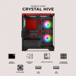 Gabinete Xtreme PC Gaming Crystal Hive, Mini-Tower, Micro-ATX/Mini-ITX, USB 2.0/3.0, sin Fuente, 5 Ventiladores Instalados, Rojo - Imagen adicional 6
