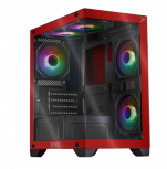 Gabinete Xtreme PC Gaming Crystal Hive, Mini-Tower, Micro-ATX/Mini-ITX, USB 2.0/3.0, sin Fuente, 5 Ventiladores Instalados, Rojo