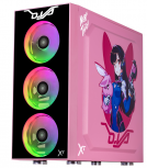 Gabinete Xtreme PC Gaming D.VA, Midi-Tower, ATX/Micro-ATX/Mini-ITX, USB 2.0/3.0, sin Fuente, 4 Ventiladores Instalados, Rosa - Imagen adicional 1