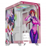 Gabinete Xtreme PC Gaming Evangelion 08 Comic, Mini-Tower, Micro-ATX/Mini-ITX, USB 2.0, sin Fuente, 5 Ventiladores Instalados, Rosa
