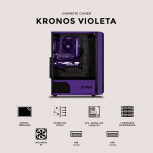 Gabinete Xtreme PC Gaming Kronos, Midi-Tower, ATX/Micro-ATX/Mini-ITX, USB 2.0/3.0, sin Fuente, 4 Ventiladores Instalados, Morado - Imagen adicional 3