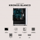 Gabinete Xtreme PC Gaming Kronos, Midi-Tower, ATX/Micro-ATX/Mini-ITX, USB 2.0/3.0, con Fuente de 600W, 4 Ventiladores Instalados, Blanco - Imagen adicional 4