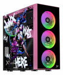 Gabinete Xtreme PC Gaming Jinx, Midi-Tower, ATX/Micro-ATX/Mini-ITX, USB 2.0/3.0, sin Fuente, 4 Ventiladores Instalados, Rosa