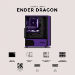 Gabinete Xtreme PC Gaming Minecraft Ender Dragon, Midi-Tower, ATX/Micro-ATX/Mini-ITX, USB 2.0/3.0, sin Fuente, 4 Ventiladores Instalados, Morado - Imagen adicional 5