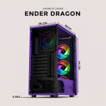 Gabinete Xtreme PC Gaming Minecraft Ender Dragon, Midi-Tower, ATX/Micro-ATX/Mini-ITX, USB 2.0/3.0, sin Fuente, 4 Ventiladores Instalados, Morado - Imagen adicional 6