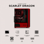 Gabinete Xtreme PC Gaming MG-23059 Ed. Scarlet Dragon, Full Tower, ATX/EATX/Micro-ATX/Mini-ITX, USB 2.0/3.0, sin Fuente, 4 Ventiladores Instalados, Negro/Rojo - Imagen adicional 5