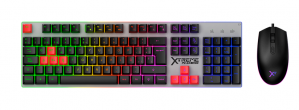 Kit Gamer de Teclado y Mouse Xtreme PC Gaming Battle Chief Legion, Alámbrico, USB, Gris, Español