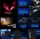 Computadora Xtreme PC Gaming CM-05116, AMD Ryzen 3 5300G, 16GB, 500GB SSD, Wi-Fi, Windows 10 Prueba - Imagen adicional 4