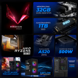 Computadora Xtreme PC Gaming CM-05109, AMD Ryzen 5 5600GT, 32GB, 1TB SSD, Windows 10 Prueba + Teclado/Mouse/Monitor de 23.8" - Imagen adicional 2