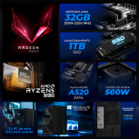 Computadora Xtreme PC Gaming CM-05131, AMD Ryzen 5 5600G, 32GB, 1TB SSD, Windows 10 Prueba + Teclado/Mouse/Monitor de 23.8" image