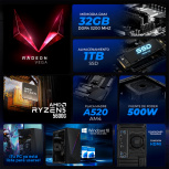 Computadora Xtreme PC Gaming XTACR532GBVEGA7MKB, AMD Ryzen 5 5600G, 32GB, 1TB SSD, Wi-Fi, Windows 11 Prueba + Teclado/Mouse/Monitor de 23.8" - Imagen adicional 4