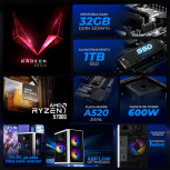Computadora Xtreme PC Gaming CM-05114, AMD Ryzen 7 5700G, 32GB, 1TB SSD, Wi-Fi, Windows 10 Prueba + Teclado/Mouse/Monitor de 23.8" - Imagen adicional 4