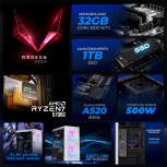 Computadora Xtreme PC Gaming CM-05130, AMD Ryzen 7 5700G, 32GB, 1TB SSD, Wi-Fi, Windows 11 Prueba + Teclado/Mouse/Monitor de 23.8" - Imagen adicional 3