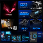 Computadora Xtreme PC Gaming CM-05568, AMD Ryzen 3 5300G, 16GB, 500GB SSD, Wi-Fi, Windows 11 Prueba - Imagen adicional 4