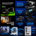 Computadora Gamer Xtreme PC Gaming CM-05505, AMD Ryzen 5 5600X, NVIDIA GeForce RTX 5060, 32GB, 1TB SSD, Wi-Fi, Windows 11 Prueba - Imagen adicional 5
