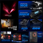 Computadora Xtreme PC Gaming CM-05588, AMD Ryzen 7 5700G, 16GB, 500GB SSD, Wi-Fi, Windows 11 Prueba + Teclado/Mouse/Monitor de 24.5" - Imagen adicional 3