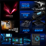 Computadora Xtreme PC Gaming Tank Glow Plus Black, AMD Ryzen 9 7900, 16GB, 1TB SSD, Wi-Fi, Windows 11 Prueba + Teclado/Mouse/Monitor de 27" - Imagen adicional 4