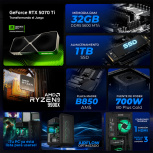Computadora Gamer Xtreme PC Gaming CM-60086, AMD Ryzen 9 9900X, NVIDIA GeForce RTX 5070 Ti, 32GB, 1TB SSD, Wi-Fi, Windows 11 Prueba - Imagen adicional 3