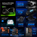 Computadora Gamer Xtreme PC Gaming CM-50500, Intel Core i7-14700F, NVIDIA GeForce RTX 5060, 16GB, 1TB SSD, Wi-Fi, Windows 11 Prueba + Teclado/Mouse/Monitor de 27" - Imagen adicional 3