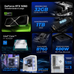 Computadora Gamer Xtreme PC Gaming XTMSII732GB55060MMPW, Intel Core i7-14700F, NVIDIA GeForce RTX 5060, 32GB, 1TB SSD, Wi-Fi, Windows 11 Prueba + Teclado/Mouse/Monitor de 27" - Imagen adicional 5