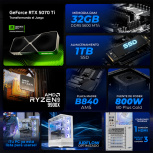 Computadora Gamer Xtreme PC Gaming CM-50386, AMD Ryzen 9 9900X, NVIDIA GeForce RTX 5070 Ti, 32GB, 1TB SSD, Wi-Fi, Windows 11 Prueba  - Imagen adicional 3