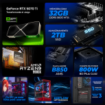 Computadora Gamer Xtreme PC Gaming CM-50385, AMD Ryzen 9 9900X, NVIDIA GeForce RTX 5070 Ti, 32GB, 2TB SSD, Wi-Fi, Windows 11 Prueba  - Imagen adicional 3
