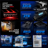 Computadora Gamer Xtreme PC Gaming CM-50377, AMD Ryzen 9 9900X, AMD Radeon RX 9070 XT, 32GB, 2TB SSD, Wi-Fi, Windows 11 Prueba image