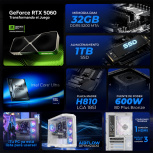 Computadora Gamer Xtreme PC Gaming CM-50397, Intel Core Ultra 5 225F, NVIDIA GeForce RTX 5060, 32GB, 1TB SSD, Wi-Fi, Windows 11 Prueba + Teclado/Mouse/Monitor de 27" - Imagen adicional 4