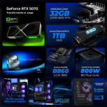 Computadora Gamer Xtreme PC Gaming CM-50391, Intel Core Ultra 9 285K, NVIDIA GeForce RTX 5070, 32GB, 1TB SSD, Wi-Fi, Windows 11 Prueba  - Imagen adicional 4