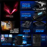 Computadora Xtreme PC Gaming CM-05136, AMD Athlon 3000G, 16GB, 500GB SSD, Wi-Fi, Windows 10 Prueba + Teclado/Mouse/Monitor de 21.5" image