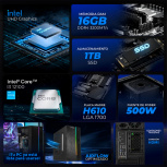 Computadora Xtreme PC Gaming XTPCI316GBHD730MUB, Intel Core i3-12100, 16GB, 1TB SSD, Wi-Fi, Windows 11 Prueba + Teclado/Mouse/Monitor de 23.8" - Imagen adicional 4