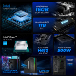 Computadora Xtreme PC Gaming XTPCI516GBHD730UBV2, Intel Core i5-14400, 16GB, 1TB SSD, Wi-Fi, sin Sistema Operativo - Imagen adicional 4