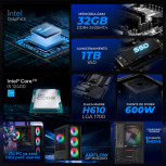 Computadora Xtreme PC Gaming CM-05793, Intel Core i5-12400, 32GB, 1TB SSD, Wi-Fi, Windows 11 Prueba + Teclado/Mouse/Monitor de 27" - Imagen adicional 4