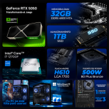 Computadora Gamer Xtreme PC Gaming CM-05856, Intel Core i7-12700F, NVIDIA GeForce RTX 5050, 32GB, 1TB SSD, Wi-Fi, Windows 11 Prueba