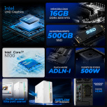 Computadora Xtreme PC Gaming CM-05874, Intel N100, 16GB, 500GB SSD, Windows 11 Prueba + Teclado/Mouse/Monitor de 23.8" - Imagen adicional 3