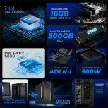 Computadora Xtreme PC Gaming CM-05873, Intel N100, 16GB, 500GB SSD, Wi-Fi, Windows 11 Prueba - Imagen adicional 4