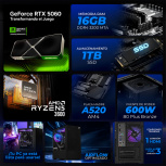 Computadora Gamer Xtreme PC Gaming CM-05907, AMD Ryzen 5 3600, NVIDIA GeForce RTX 5060, 16GB, 1TB SSD, Wi-Fi, Windows 11 Prueba + Teclado/Mouse/Monitor de 23.8" - Imagen adicional 4