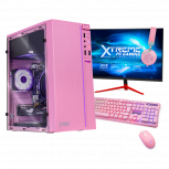 Computadora Gamer Xtreme PC Gaming CM-07356, AMD Ryzen 5 4500 3.60GHz, 16GB, 2TB HDD + 250GB SSD, Wi-Fi, Radeon RX 6500 XT, Windows 10 Prueba, Rosa ― incluye Monitor 23.8", Teclado, Mouse y Audífonos